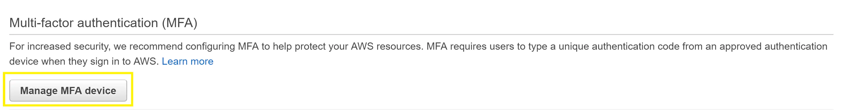 aws mfa enable iam user