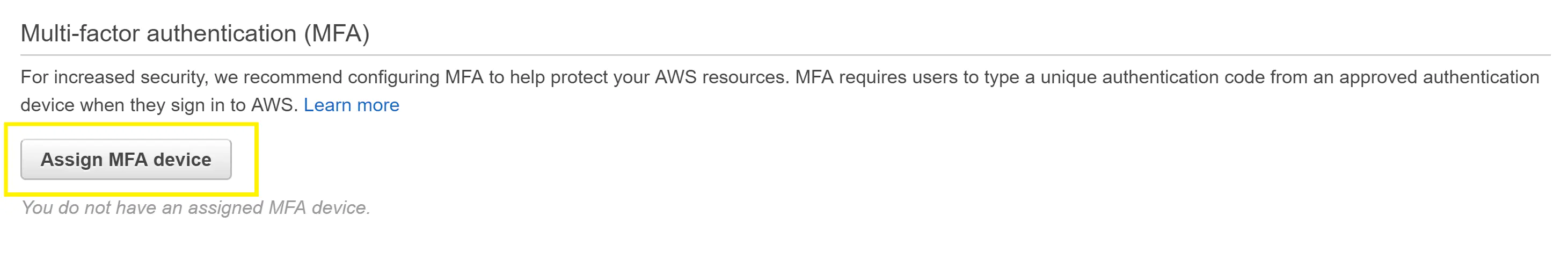 aws mfa enable iam user