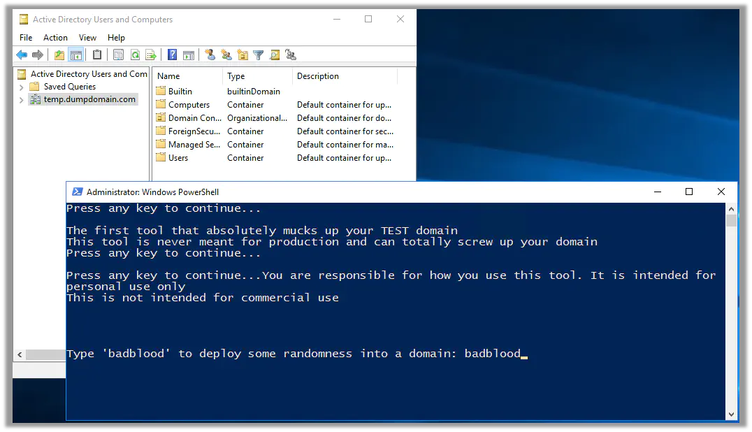 invoke badblood active directory
